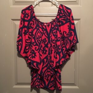 Red and navy 3-way top